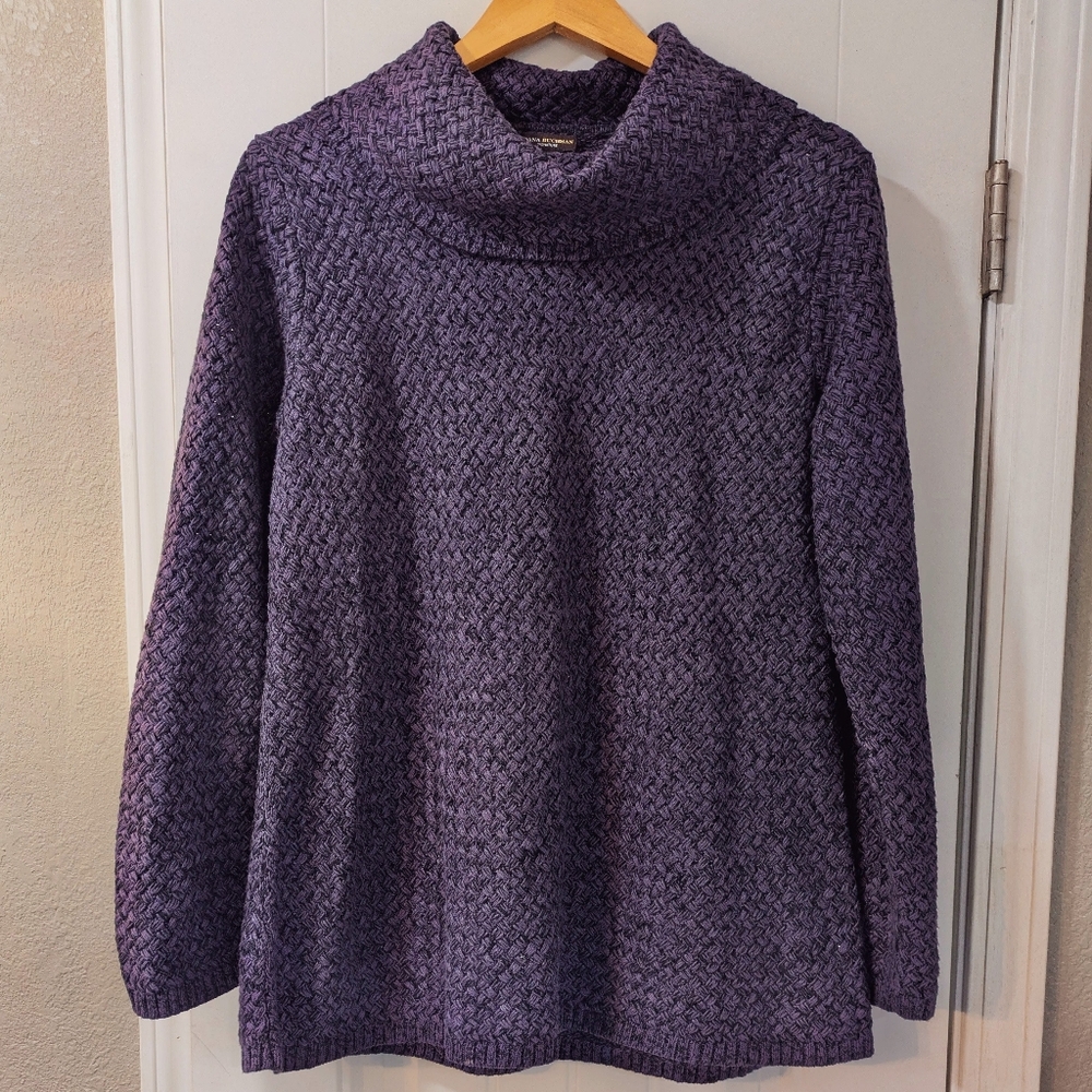 Dana Buchman Purple Chunky Knit Cowl Neck Sweater – Size XL